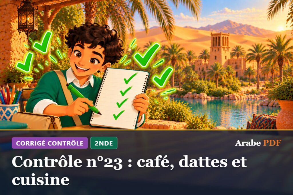 Corrigé : Contrôle n°23 : café, dattes et cuisine – contrôle d’arabe 2nde