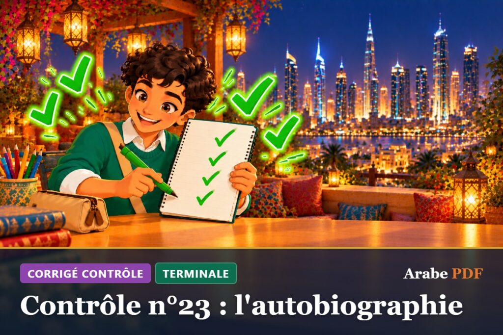 Corrigé : Contrôle n°23 : l'autobiographie – contrôle d’arabe Terminale
