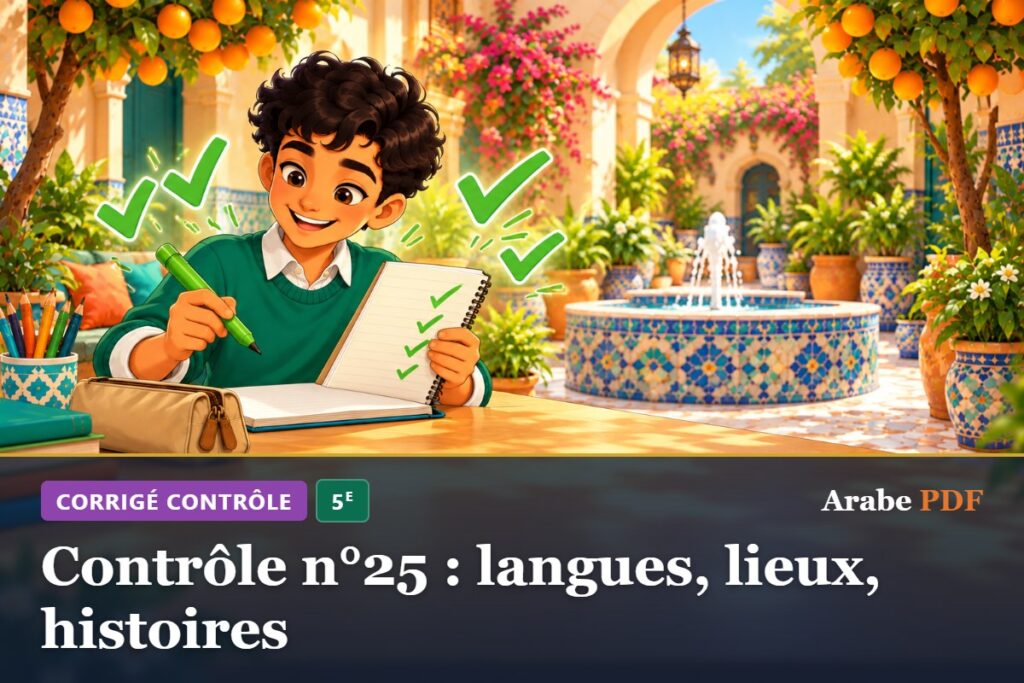 Corrigé : Contrôle n°25 : langues, lieux, histoires – contrôle d’arabe 5e