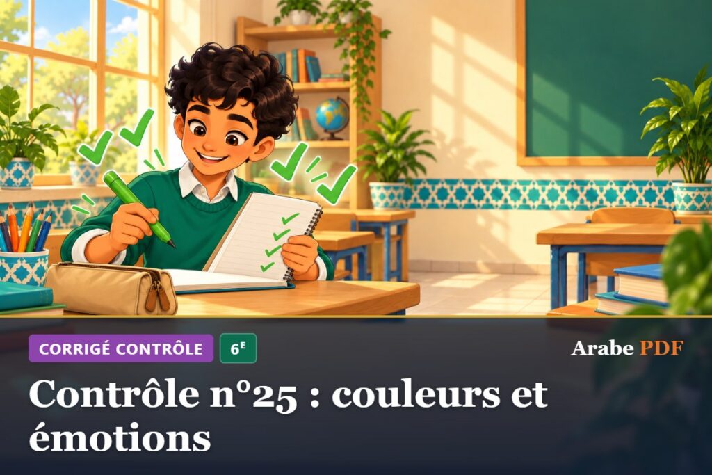 Corrigé : Contrôle n°25 : couleurs et émotions – contrôle d’arabe 6e