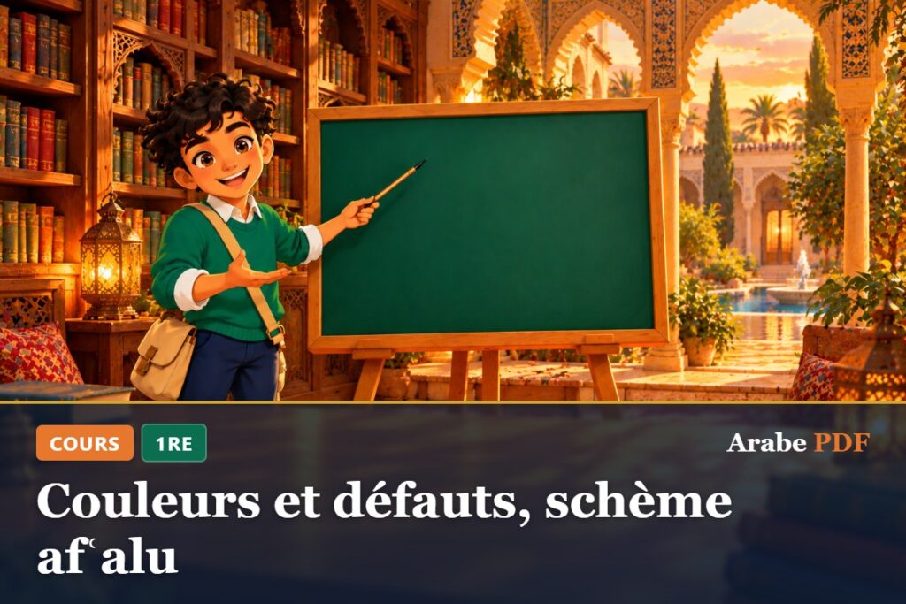 Cours d’arabe 1re : Couleurs et défauts, schème afʿalu