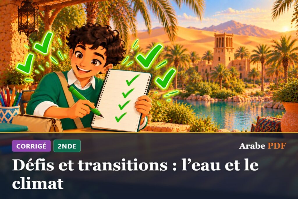 Corrigé des exercices d’arabe 2nde : Défis et transitions : l’eau et le climat