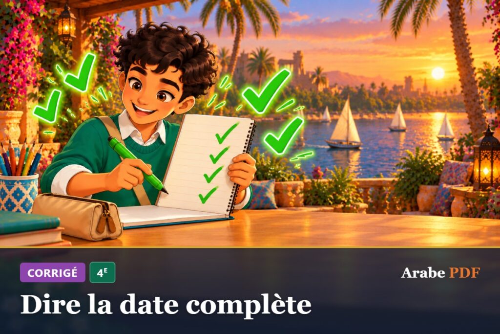 Corrigé des exercices d’arabe 4e : Dire la date complète