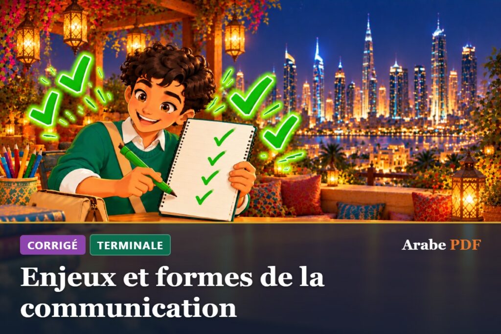 Corrigé des exercices d’arabe Terminale : Enjeux et formes de la communication