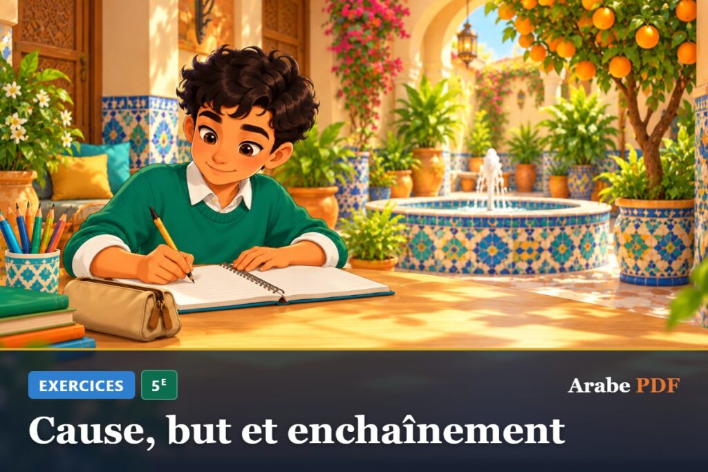 Exercices d’arabe 5e : Cause, but et enchaînement