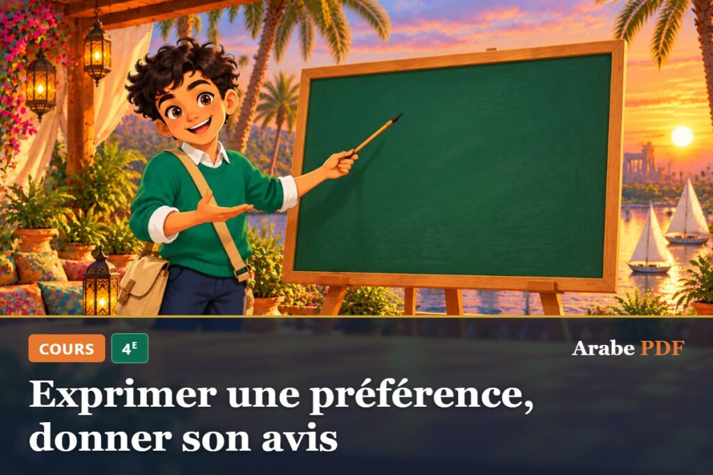 Cours d’arabe 4e : Exprimer une préférence, donner son avis