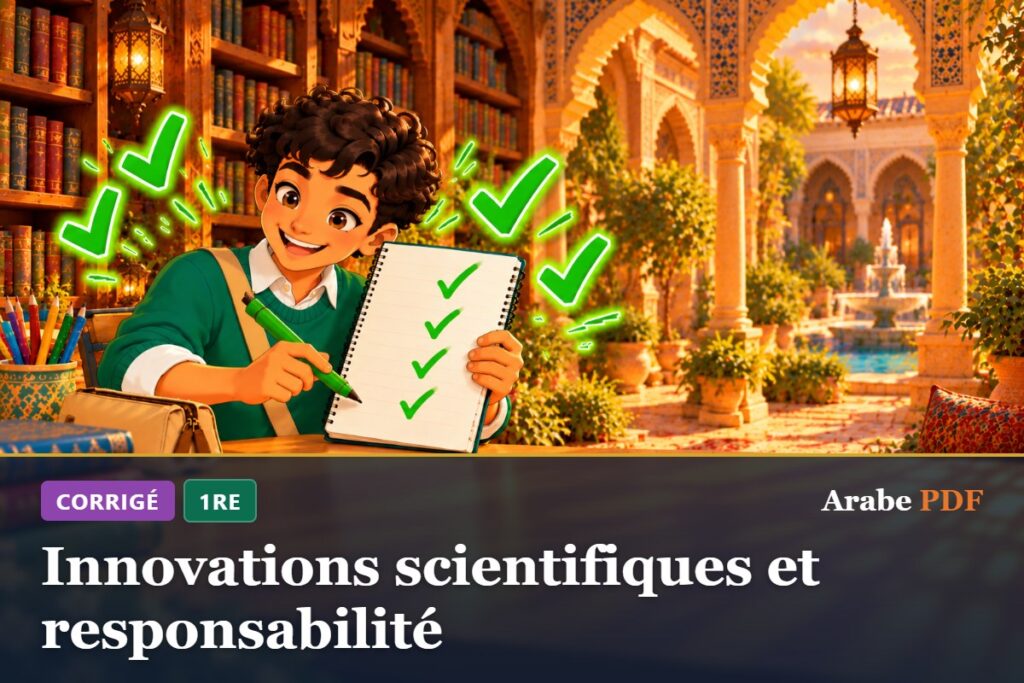 Corrigé des exercices d’arabe 1re : Innovations scientifiques et responsabilité