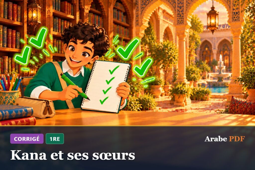 Corrigé des exercices d’arabe 1re : Kana et ses sœurs