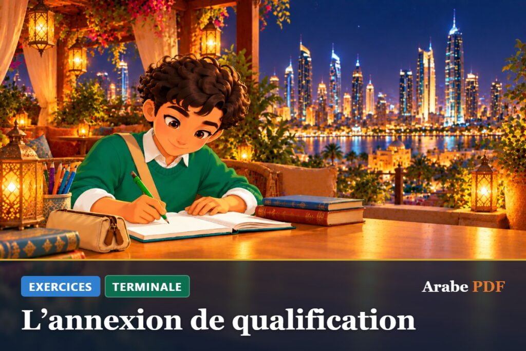 Exercices d’arabe Terminale : L’annexion de qualification