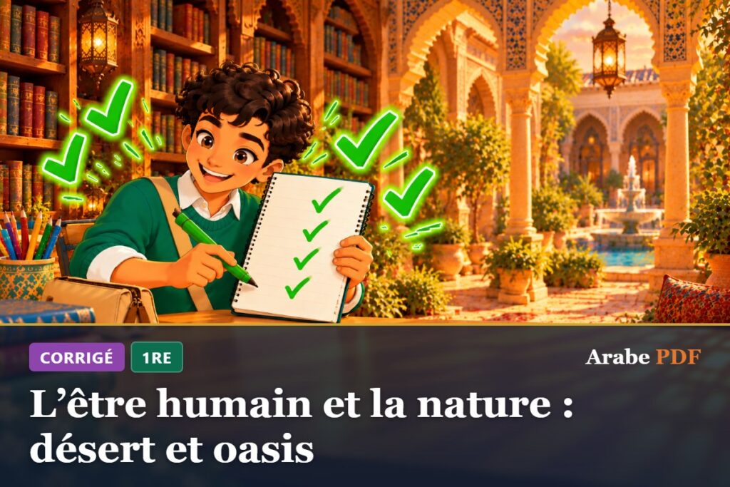 Corrigé des exercices d’arabe 1re : L’être humain et la nature : désert et oasis