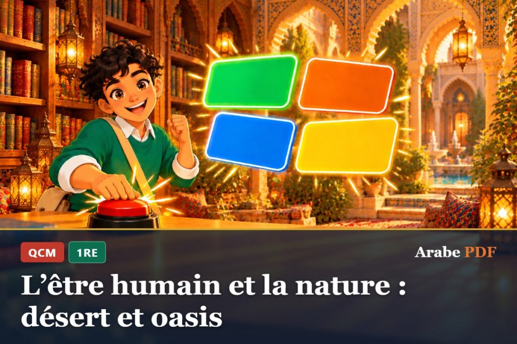 QCM d’arabe 1re : L’être humain et la nature : désert et oasis