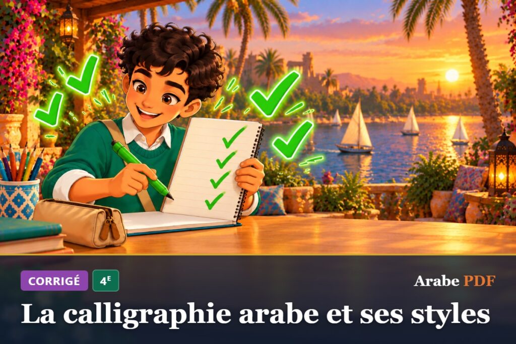 Corrigé des exercices d’arabe 4e : La calligraphie arabe et ses styles