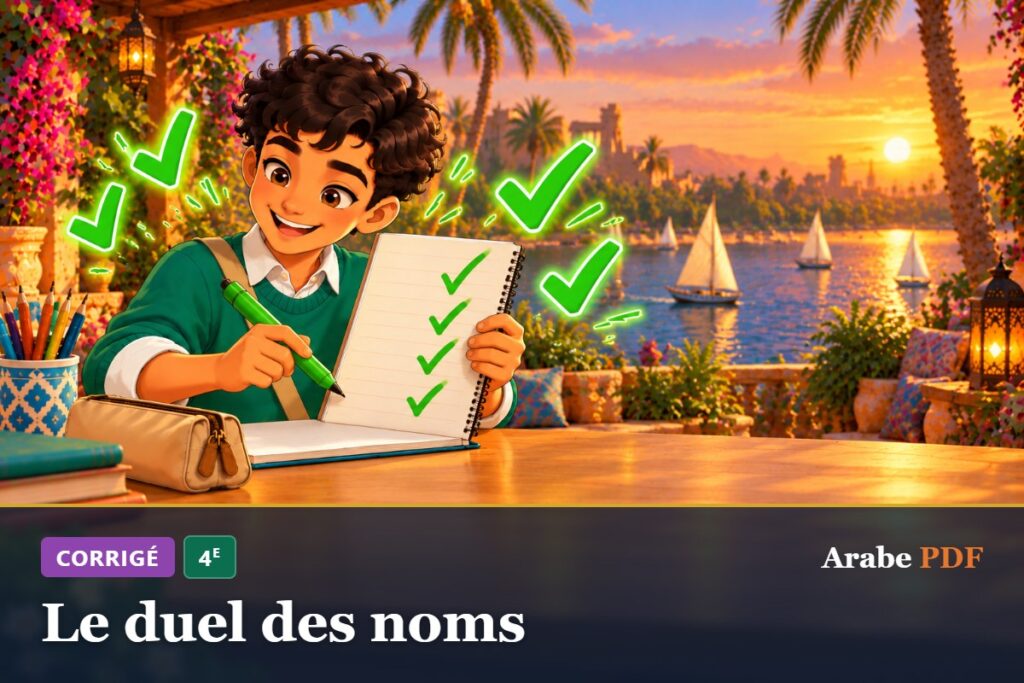 Corrigé des exercices d’arabe 4e : Le duel des noms