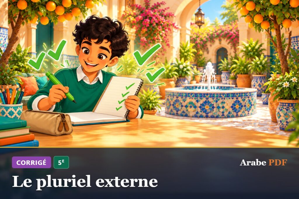 Corrigé des exercices d’arabe 5e : Le pluriel externe