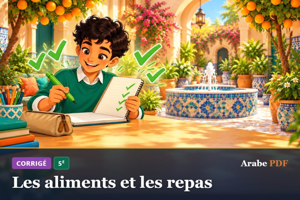 Corrigé des exercices d’arabe 5e : Les aliments et les repas