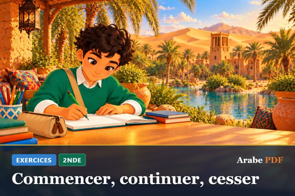 Exercices d’arabe 2nde : Commencer, continuer, cesser