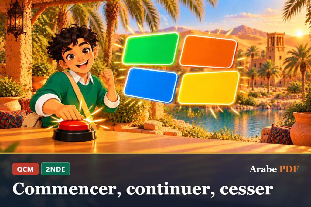 QCM d’arabe 2nde : Commencer, continuer, cesser