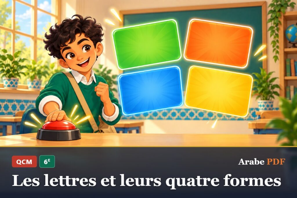 QCM d’arabe 6e : Les lettres et leurs quatre formes