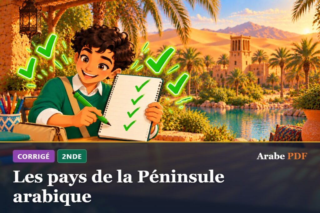 Corrigé des exercices d’arabe 2nde : Les pays de la Péninsule arabique