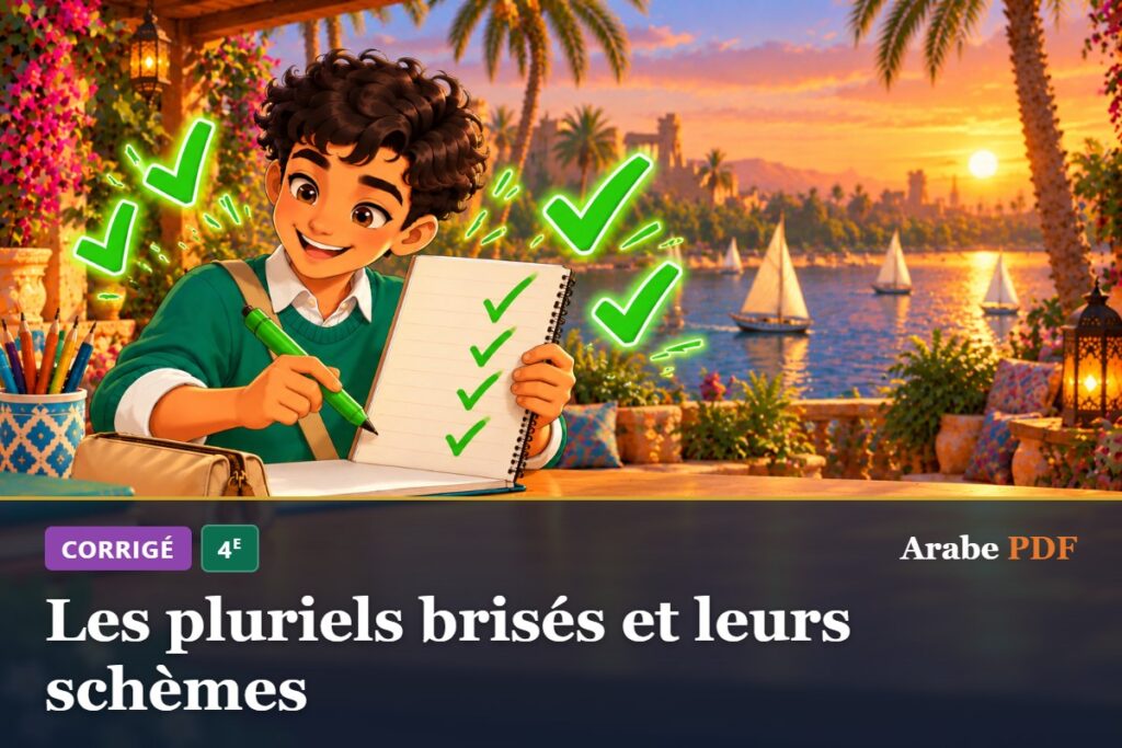 Corrigé des exercices d’arabe 4e : Les pluriels brisés et leurs schèmes