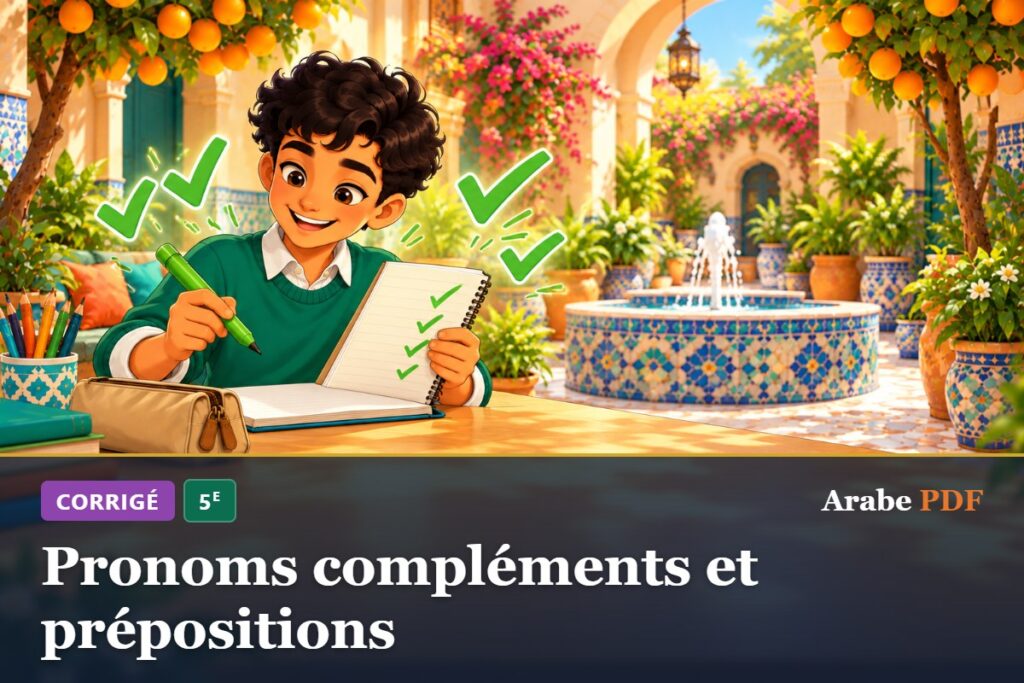 Corrigé des exercices d’arabe 5e : Pronoms compléments et prépositions