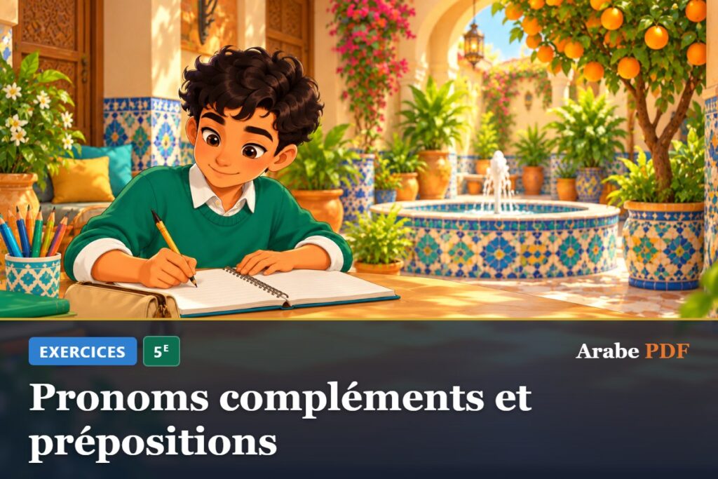Exercices d’arabe 5e : Pronoms compléments et prépositions