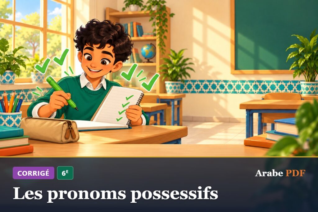 Corrigé des exercices d’arabe 6e : Les pronoms possessifs