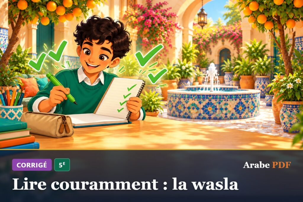 Corrigé des exercices d’arabe 5e : Lire couramment : la wasla