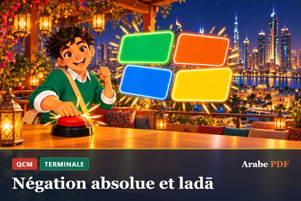 QCM d’arabe Terminale : Négation absolue et ladā