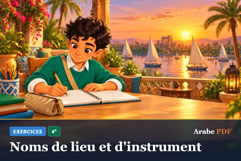 Exercices d’arabe 4e : Noms de lieu et d'instrument