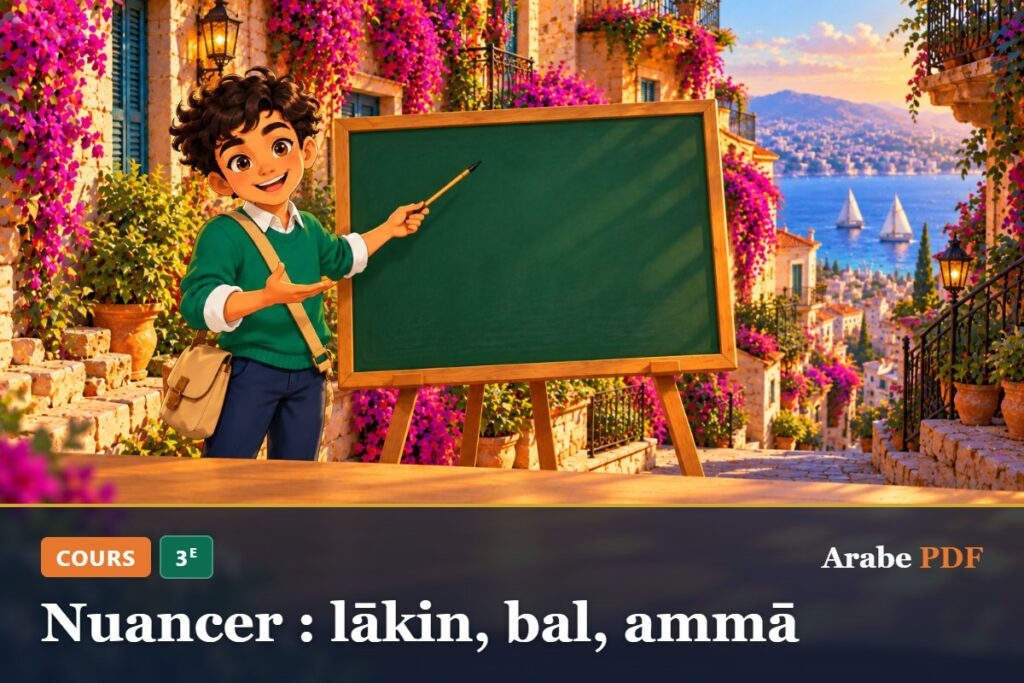 Cours d’arabe 3e : Nuancer : lākin, bal, ammā