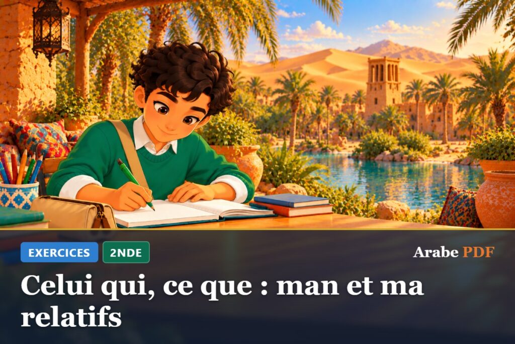 Exercices d’arabe 2nde : Celui qui, ce que : man et ma relatifs
