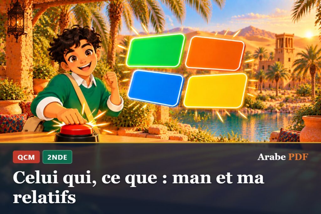 QCM d’arabe 2nde : Celui qui, ce que : man et ma relatifs