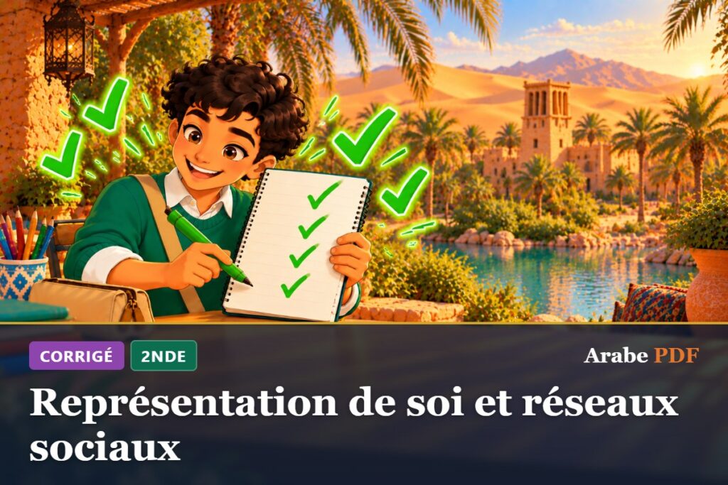 Corrigé des exercices d’arabe 2nde : Représentation de soi et réseaux sociaux
