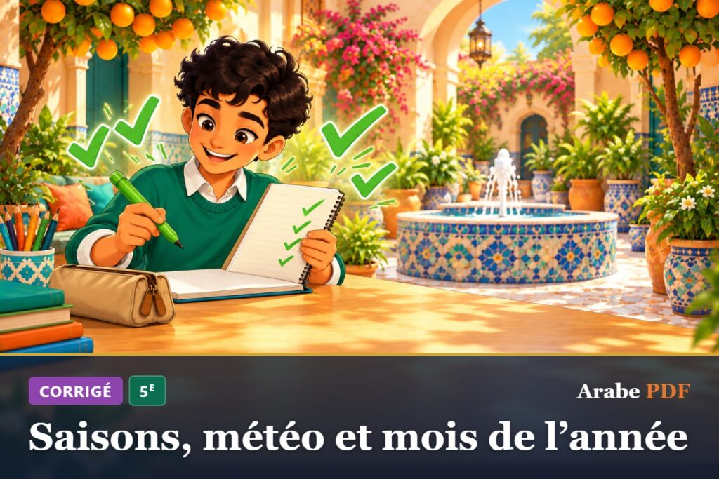 Corrigé des exercices d’arabe 5e : Saisons, météo et mois de l’année