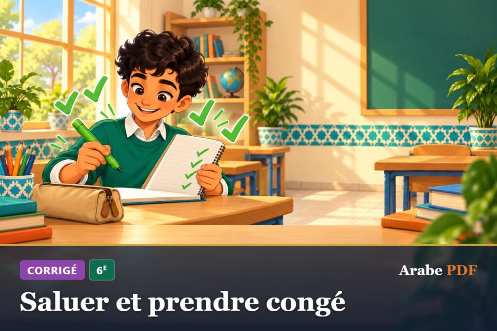 Corrigé des exercices d’arabe 6e : Saluer et prendre congé