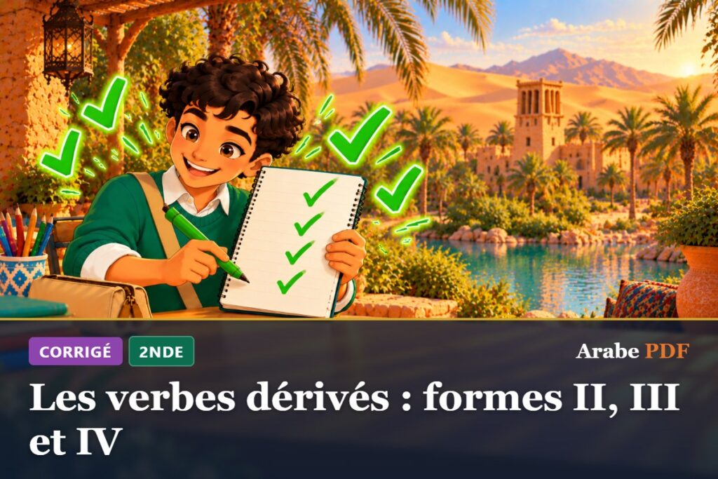 Corrigé des exercices d’arabe 2nde : Les verbes dérivés : formes II, III et IV