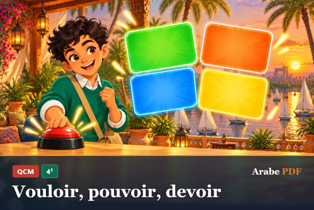 QCM d’arabe 4e : Vouloir, pouvoir, devoir