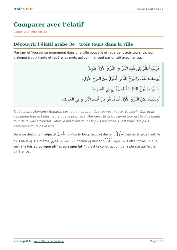 Cours « Comparer avec l’élatif » en PDF