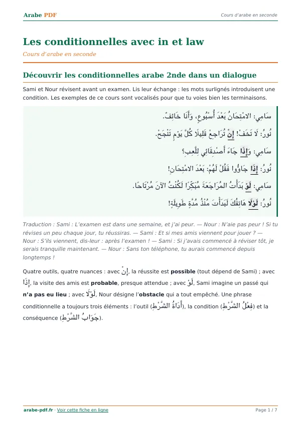 Cours « Les conditionnelles avec in et law » en PDF