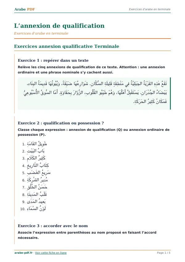 Exercices « L’annexion de qualification » en PDF