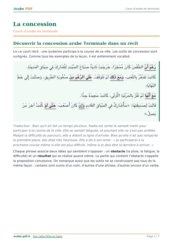 Cours « La concession » en PDF