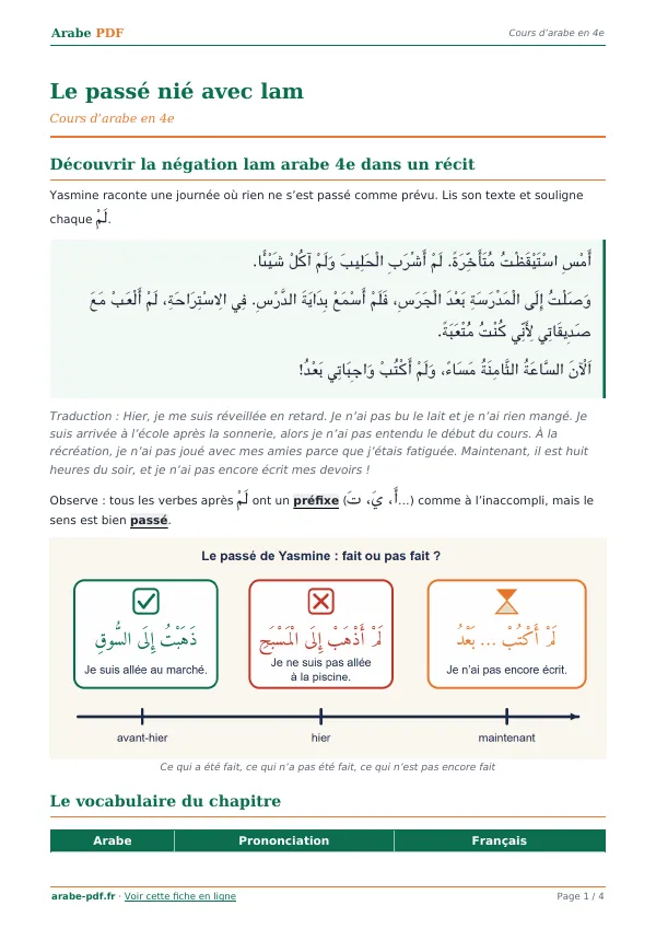 Cours « Le passé nié avec lam » en PDF