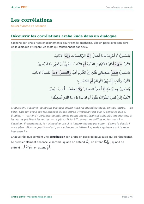 Cours « Les corrélations » en PDF