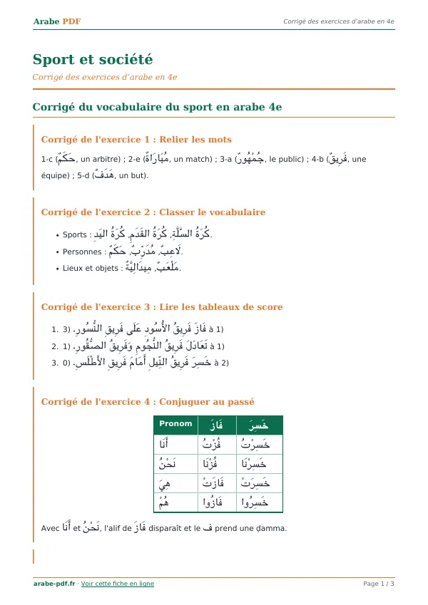 Corrigé « Sport et société » en PDF